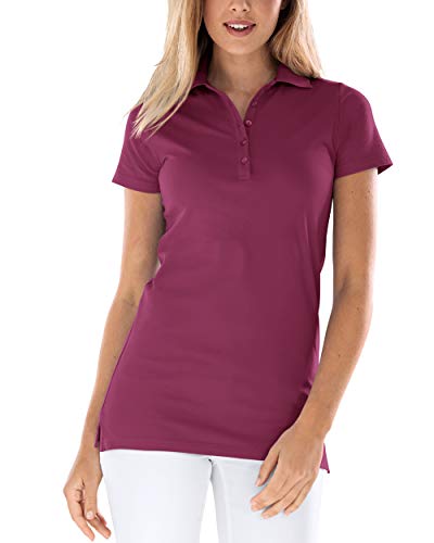 CLINIC DRESS Longshirt mit Polokragen Damen-Shirt 72 cm lang mit Seitenschlitzen, mit Stretch 60 Grad waschbar Berry, 46/48 von CLINIC DRESS