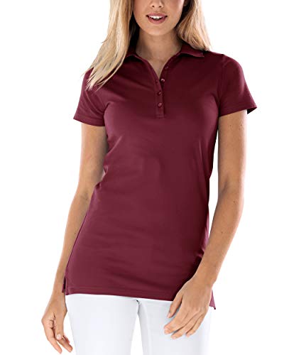 CLINIC DRESS Longshirt mit Polokragen Damen-Shirt 72 cm lang mit Seitenschlitzen, mit Stretch 60 Grad waschbar Bordeaux, 34/36 von CLINIC DRESS