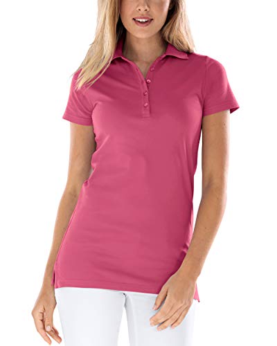 CLINIC DRESS Longshirt mit Polokragen Damen-Shirt 72 cm lang mit Seitenschlitzen, mit Stretch 60 Grad waschbar Rosenholz 46/48 von CLINIC DRESS