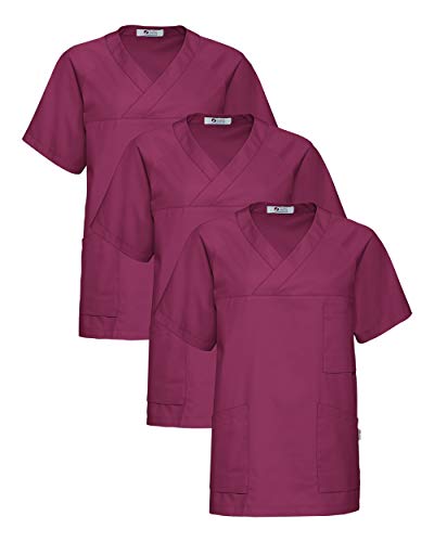 CLINIC DRESS Schlupfkasack - 3er Pack Herren Kasack V-Ausschnitt 95 Grad Wäsche SPARPACK Berry S von CLINIC DRESS