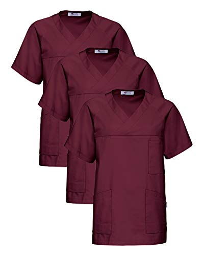 CLINIC DRESS Schlupfkasack - 3er Pack Herren Kasack V-Ausschnitt 95 Grad Wäsche SPARPACK Bordeaux XS von CLINIC DRESS