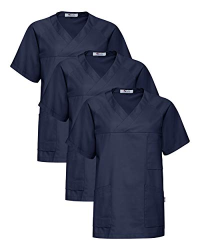 CLINIC DRESS Schlupfkasack - 3er Pack Herren Kasack V-Ausschnitt 95 Grad Wäsche SPARPACK Navy S von CLINIC DRESS