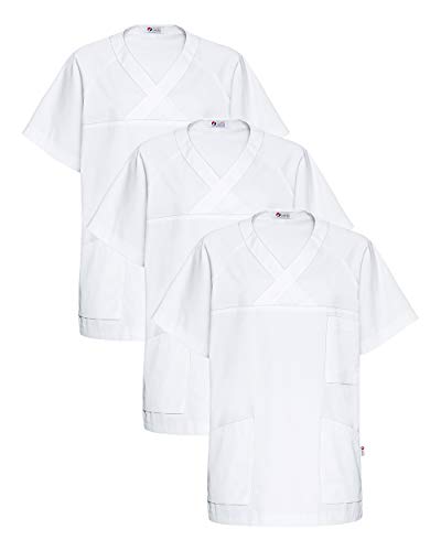 CLINIC DRESS Schlupfkasack - 3er Pack Herren Kasack V-Ausschnitt 95 Grad Wäsche SPARPACK weiß S von CLINIC DRESS