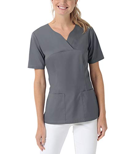 CLINIC DRESS Schlupfkasack Damen Kasack für die Pflege 1/2 Arm Regular Fit Länge ca. 70 cm 50% Baumwolle 95 Grad Wäsche steingrau 3XL von CLINIC DRESS