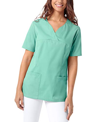 CLINIC DRESS Schlupfkasack Damen Kasack für die Pflege 1/2 Arm Regular Fit Länge ca. 70 cm 50% Baumwolle 95 Grad Wäsche Aqua Green, XS von CLINIC DRESS