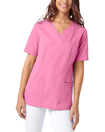 CLINIC DRESS Schlupfkasack Damen Kasack für die Pflege 1/2 Arm Regular Fit Länge ca. 70 cm 50% Baumwolle 95 Grad Wäsche Rosy pink 3XL von CLINIC DRESS