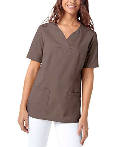 CLINIC DRESS Schlupfkasack Damen Kasack für die Pflege 1/2 Arm Regular Fit Länge ca. 70 cm 50% Baumwolle 95 Grad Wäsche deep Taupe 3XL von CLINIC DRESS