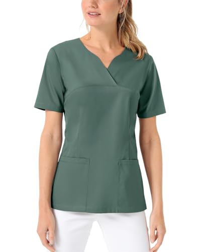 CLINIC DRESS Schlupfkasack Damen Kasack für die Pflege 1/2 Arm Regular Fit Länge ca. 70 cm 50% Baumwolle 95 Grad Wäsche dunkelgrün, XS von CLINIC DRESS