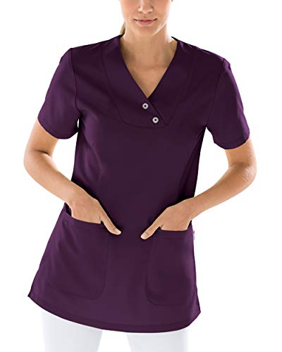 CLINIC DRESS Schlupfkasack Damen Kasack leicht tailliert V-Ausschnitt 2 Seitentaschen Seitenschlitze 50% Lyocell 95° Wäsche Black Berry 38 von CLINIC DRESS