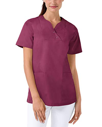 CLINIC DRESS Schlupfkasack Damen-Kasack mit extra Mehrweite im Hüftbereich Curvy Schnitt 2 Seitentaschen Seitenschlitze 60 Grad Wäsche Berry 38 von CLINIC DRESS