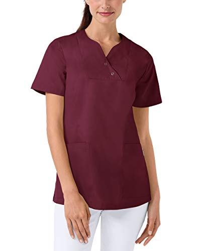 CLINIC DRESS Schlupfkasack Damen-Kasack mit extra Mehrweite im Hüftbereich Curvy Schnitt 2 Seitentaschen Seitenschlitze 95 Grad Wäsche Bordeaux 40 von CLINIC DRESS