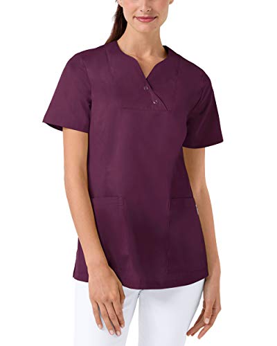 CLINIC DRESS Schlupfkasack Damen-Kasack mit extra Mehrweite im Hüftbereich Curvy Schnitt 2 Seitentaschen Seitenschlitze 95 Grad Wäsche Pflaume 48 von CLINIC DRESS