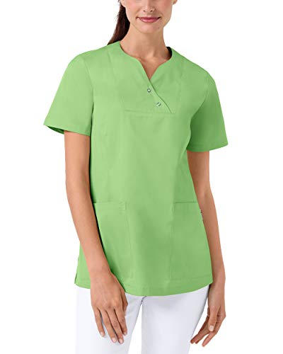 CLINIC DRESS Schlupfkasack Damen-Kasack mit extra Mehrweite im Hüftbereich Curvy Schnitt 2 Seitentaschen Seitenschlitze 95 Grad Wäsche apfelgrün 48 von CLINIC DRESS