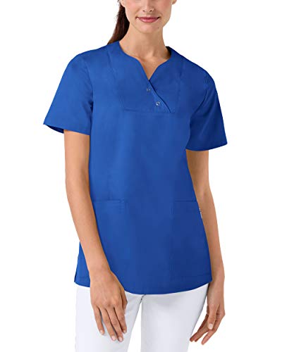CLINIC DRESS Schlupfkasack Damen-Kasack mit extra Mehrweite im Hüftbereich Curvy Schnitt 2 Seitentaschen Seitenschlitze 95 Grad Wäsche königsblau, 40 von CLINIC DRESS