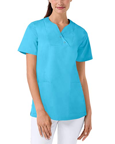 CLINIC DRESS Schlupfkasack Damen-Kasack mit extra Mehrweite im Hüftbereich Curvy Schnitt 2 Seitentaschen Seitenschlitze 95 Grad Wäsche türkis, 44 von CLINIC DRESS
