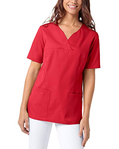 CLINIC DRESS Schlupfkasack Damen Kasack für die Pflege 1/2 Arm Regular Fit Länge ca. 70 cm 50% Baumwolle 95 Grad Wäsche rot XL von CLINIC DRESS