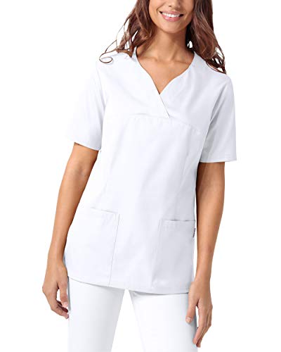 CLINIC DRESS Schlupfkasack Damen Kasack für die Pflege 1/2 Arm Regular Fit Länge ca. 70 cm 50% Baumwolle 95 Grad Wäsche weiß M von CLINIC DRESS