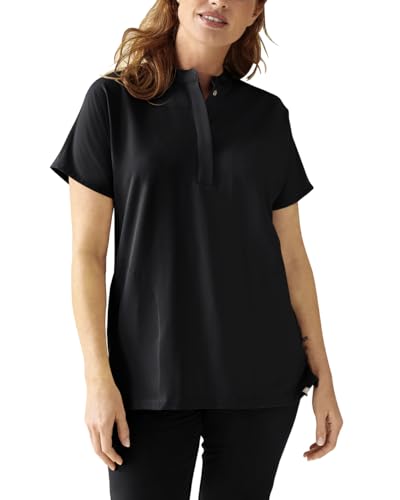 CLINIC DRESS Schlupfkasack I kaere I Damen-Kasack Pflege Arbeitskleidung I Stehkragen | Länge ca. 70 cm | Kurzarm I Industriewäsche geeignet | bis 75 Grad waschbar | schwarz M von CLINIC DRESS