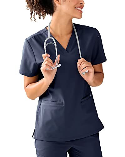 CLINIC DRESS Schlupfkasack I kaere I Damen-Kasack Pflege Arbeitskleidung I V-Ausschnitt Kurzarm Bunt I Navy M von CLINIC DRESS