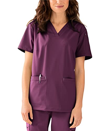 CLINIC DRESS Schlupfkasack I kaere I Damen-Kasack Pflege Arbeitskleidung I V-Ausschnitt Kurzarm Bunt I Pflaume 3XL von CLINIC DRESS