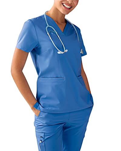 CLINIC DRESS Schlupfkasack I kaere I Damen-Kasack Pflege Arbeitskleidung I V-Ausschnitt Kurzarm Bunt I blau S von CLINIC DRESS