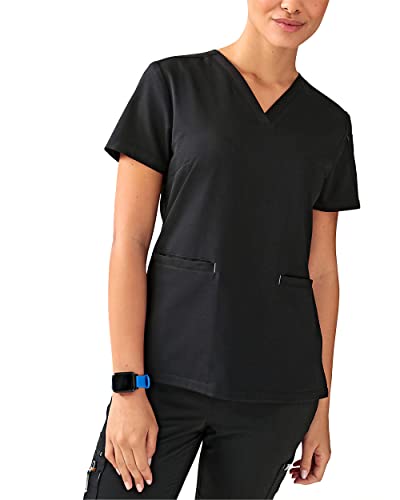 CLINIC DRESS Schlupfkasack I kaere I Damen-Kasack Pflege Arbeitskleidung I V-Ausschnitt | Länge ca. 68 cm | Kurzarm I Industriewäsche geeignet | bis 75 Grad waschbar | schwarz M von CLINIC DRESS