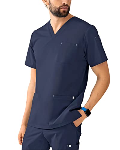CLINIC DRESS Schlupfkasack I kaere I Herren-Kasack Pflege Arbeitskleidung I V-Ausschnitt Kurzarm Bunt I Industriewäsche geeignet | bis 75 Grad waschbar Navy S von CLINIC DRESS