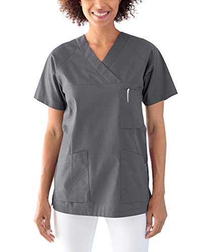 CLINIC DRESS Schlupfkasack Kasack Damen für Krankenpflege und Altenpflege 50% Baumwolle 95 Grad Wäsche steingrau 3XL von CLINIC DRESS