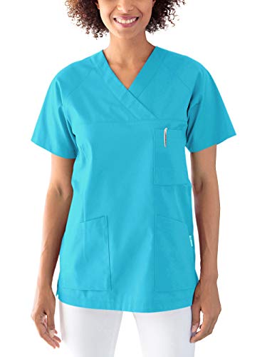 CLINIC DRESS Schlupfkasack Kasack Damen für Krankenpflege und Altenpflege 50% Baumwolle 95 Grad Wäsche türkis 5XL von CLINIC DRESS