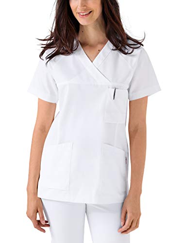 CLINIC DRESS Schlupfkasack Kasack Damen für Krankenpflege und Altenpflege 50% Baumwolle 95 Grad Wäsche weiß 4XL von CLINIC DRESS