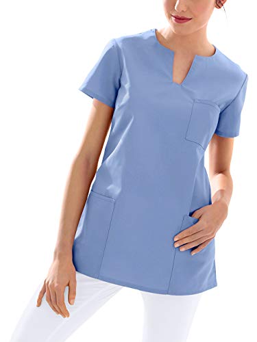 CLINIC DRESS Schlupfkasack Kasack Damen für Krankenpflege und Altenpflege 95 Grad Wäsche eisblau, XL von CLINIC DRESS