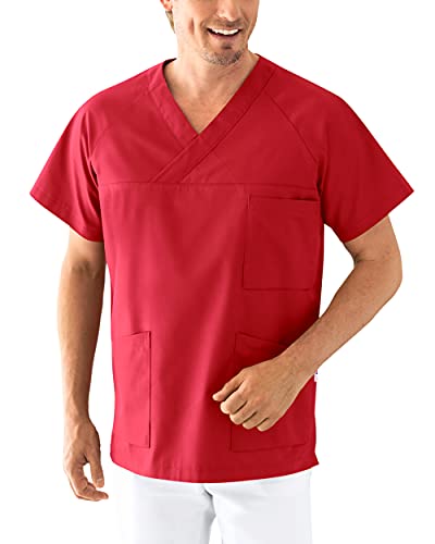 CLINIC DRESS Schlupfkasack - Kasack Herren bunt für Pflege und Altenpflege rot, M von CLINIC DRESS