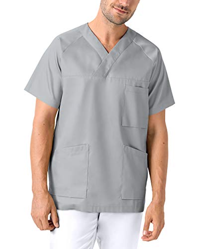 CLINIC DRESS Schlupfkasack - Kasack Herren bunt für Pflege und Altenpflege grau, M von CLINIC DRESS