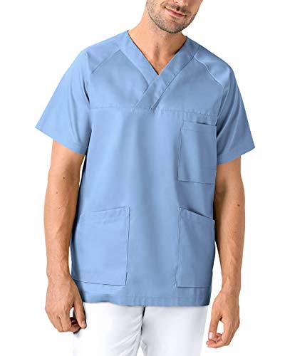 CLINIC DRESS Schlupfkasack - Kasack Herren bunt für Pflege und Altenpflege himmelblau, XXL von CLINIC DRESS