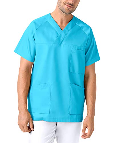 CLINIC DRESS Schlupfkasack - Kasack Herren bunt für Pflege und Altenpflege türkis, L von CLINIC DRESS
