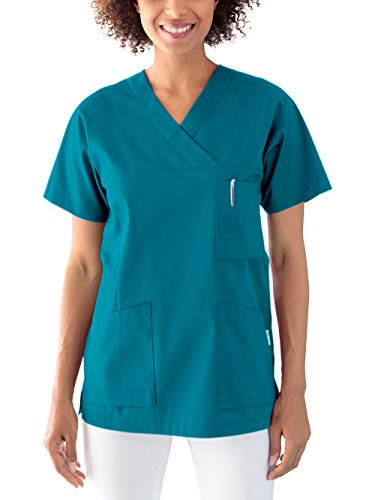 CLINIC DRESS Schlupfkasack Kasack Damen für Krankenpflege und Altenpflege 50% Baumwolle 95 Grad Wäsche Petrol, XXL von CLINIC DRESS