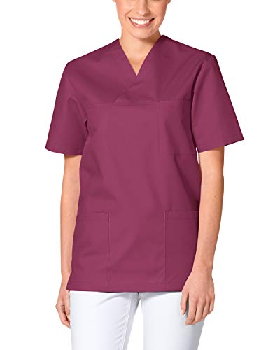 CLINIC DRESS Schlupfkasack - Unisex Kasack Damen und Herren bunt für Pflege und Altenpflege, Kurzarm und Brusttasche, 95 Grad Wäsche Berry L von CLINIC DRESS