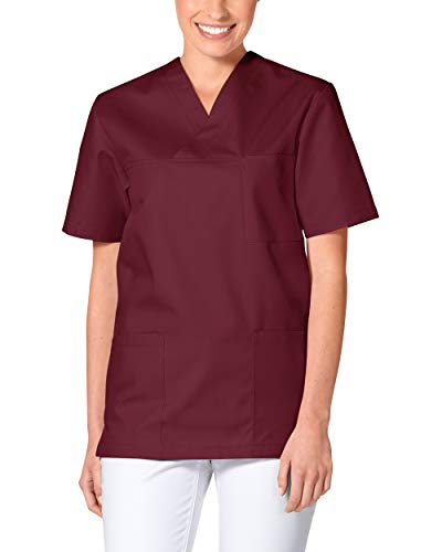 CLINIC DRESS Schlupfkasack - Unisex Kasack Damen und Herren bunt für Pflege und Altenpflege, Kurzarm und Brusttasche, 95 Grad Wäsche Bordeaux XL von CLINIC DRESS