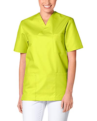 CLINIC DRESS Schlupfkasack - Unisex Kasack Damen und Herren bunt für Pflege und Altenpflege, Kurzarm und Brusttasche, 95 Grad Wäsche Limette 3XL von CLINIC DRESS