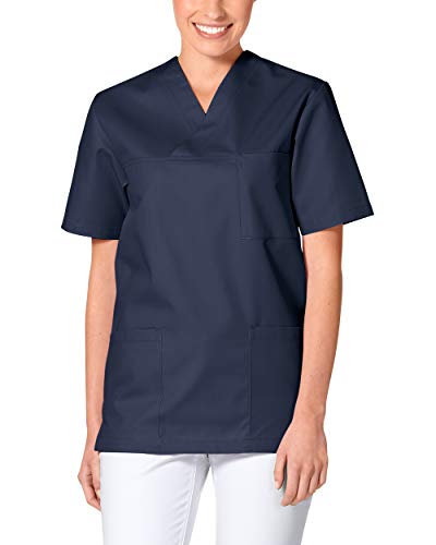 CLINIC DRESS Schlupfkasack - Unisex Kasack Damen und Herren bunt für Pflege und Altenpflege, Kurzarm und Brusttasche, 95 Grad Wäsche Navy 3XL von CLINIC DRESS