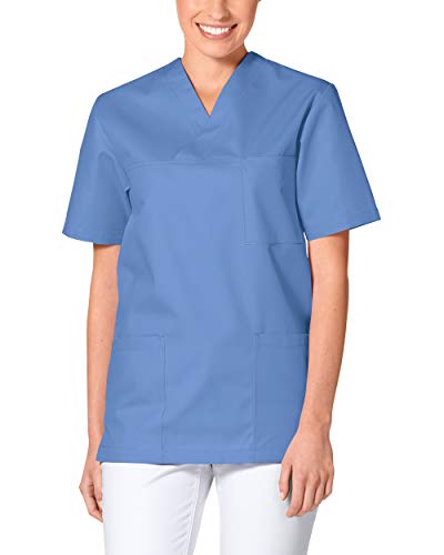 CLINIC DRESS Schlupfkasack - Unisex Kasack Damen und Herren bunt für Pflege und Altenpflege, Kurzarm und Brusttasche, 95 Grad Wäsche Petrolblau L von CLINIC DRESS