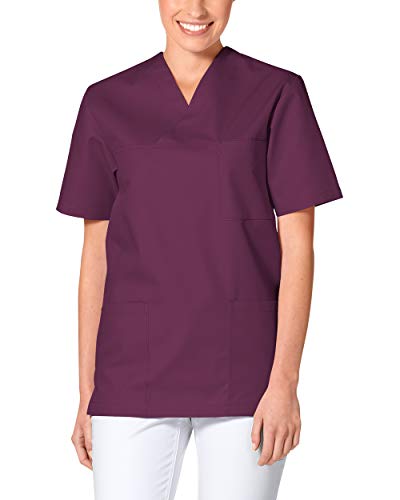 CLINIC DRESS Schlupfkasack - Unisex Kasack Damen und Herren bunt für Pflege und Altenpflege, Kurzarm und Brusttasche, 95 Grad Wäsche Pflaume L von CLINIC DRESS