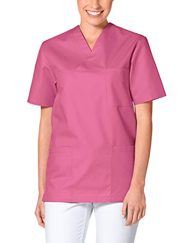 CLINIC DRESS Schlupfkasack - Unisex Kasack Damen und Herren bunt für Pflege und Altenpflege, Kurzarm und Brusttasche, 95 Grad Wäsche Rosenholz 3XL von CLINIC DRESS