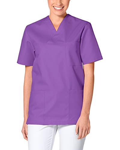 CLINIC DRESS Schlupfkasack - Unisex Kasack Damen und Herren bunt für Pflege und Altenpflege, Kurzarm und Brusttasche, 95 Grad Wäsche Viola 3XL von CLINIC DRESS