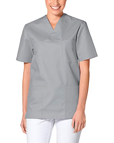 CLINIC DRESS Schlupfkasack - Unisex Kasack Damen und Herren bunt für Pflege und Altenpflege, Kurzarm und Brusttasche, 95 Grad Wäsche grau 3XL von CLINIC DRESS