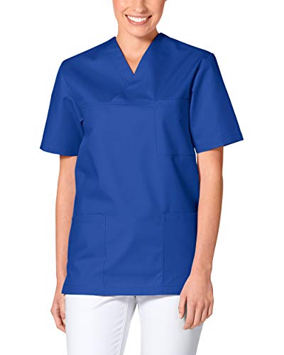 CLINIC DRESS Schlupfkasack - Unisex Kasack Damen und Herren bunt für Pflege und Altenpflege, Kurzarm und Brusttasche, 95 Grad Wäsche königsblau 3XL von CLINIC DRESS