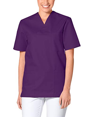 CLINIC DRESS Schlupfkasack - Unisex Kasack Damen und Herren bunt für Pflege und Altenpflege, Kurzarm und Brusttasche, 95 Grad Wäsche lila 3XL von CLINIC DRESS