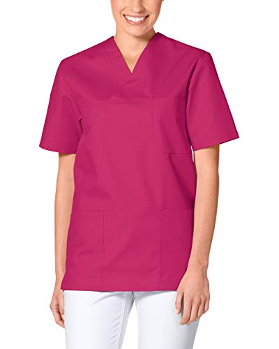 CLINIC DRESS Schlupfkasack - Unisex Kasack Damen und Herren bunt für Pflege und Altenpflege, Kurzarm und Brusttasche, 95 Grad Wäsche pink XXL von CLINIC DRESS