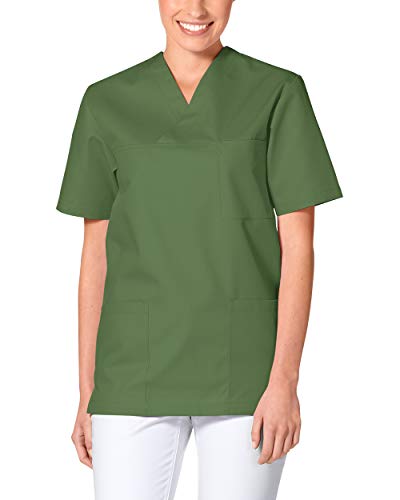 CLINIC DRESS Schlupfkasack - Unisex Kasack Damen und Herren bunt für Pflege und Altenpflege, Kurzarm und Brusttasche, 95 Grad Wäsche wiesengrün L von CLINIC DRESS