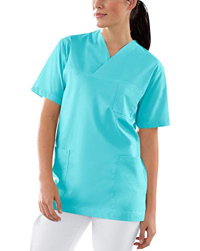 CLINIC DRESS Schlupfkasack Unisex-Schlupfkasack Brusttasche V-Ausschnitt Kasack für Damen und Herren 60° Wäsche curaçao S von CLINIC DRESS